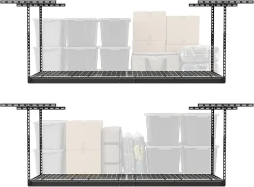 Miniatura 8 de MonsterRax - Estantes de almacenamiento para garaje de 3 x 8 pies (paquete de 2) estantes montados en el techo, organizador colgante ajustable
