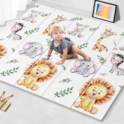 NOONKTY Tapete de juego extra grande de 79 x 71 pulgadas para el suelo, tapete de juego de espuma plegable para bebés de 0 a 12 meses y niños,