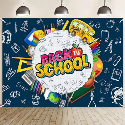 Miniatura 5 de MEHOFOND Cartel de regreso a clases de 7 x 5 pies, telón de fondo para el primer día de escuela, bienvenida, estudiante, maestro, decoración