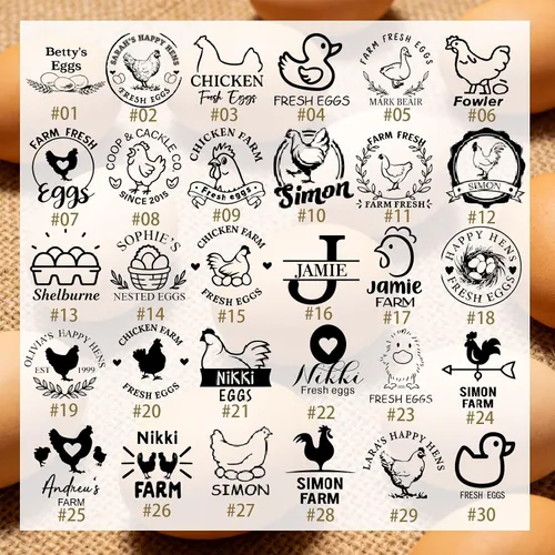 Miniatura 2 de Sello de huevo personalizado para huevos frescos, sellos de huevos personalizados con nombre de texto, logotipo, sello personalizado de pollo