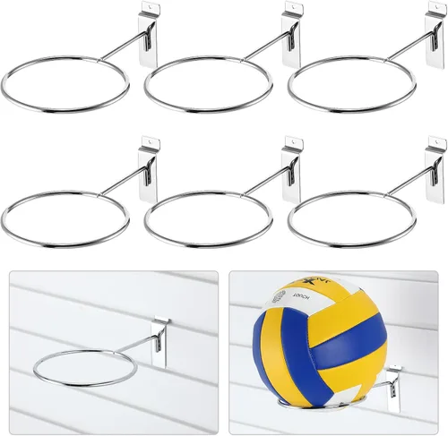 Miniatura 8 de Gisafai 6 piezas de metal Slatwall almacenamiento de bolas multifunción soporte de bolas Slatwall Basquetbol Basquetbol Soporte de pared