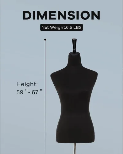 Miniatura 6 de Maniquí, forma de vestido, maniquí femenino, torso, ajustable, 59-67 pulgadas, soporte de cuerpo manicano mejorado para pantallas de mujer, soporte