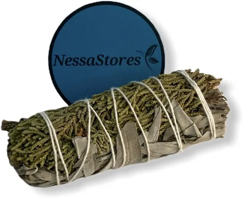 NESSASTORES - Paquete de incienso de salvia blanca + enebro de 4 pulgadas #JC-206 (7 piezas)