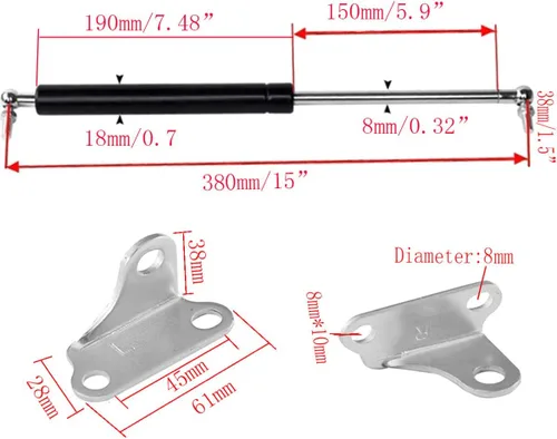 Miniatura 2 de Soporte de gas 150N de 15 pulgadas, soporte de elevación de seguridad con bisagras, amortiguador de gas de cierre suave y puerta de gabinete