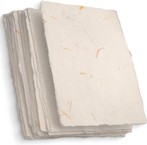 Miniatura 3 de Wanderings Papel A4 hecho a mano con borde deckled y popote incrustado, 8.3 x 11.7 pulgadas, 150 GSM, 50 hojas de papel texturizado – Acuarela