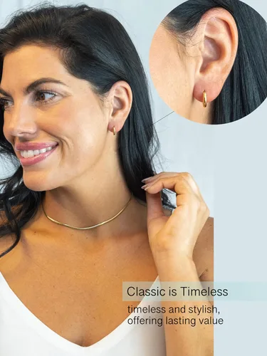 Miniatura 6 de Altitude Boutique Aretes de aro pequeños de oro de 18 quilates para mujer, aretes de tubo fino chapados en oro, ligeros, hipoalergénicos y gruesos