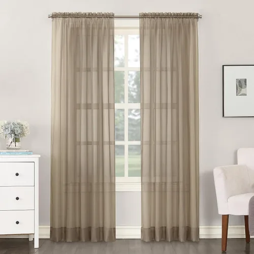 Miniatura 11 de No. 918 Emily Panel de Cortina Transparente de Gasa con Bolsillo para Barra para Puerta Lateral, 28" x 72", Cáscara de Huevo