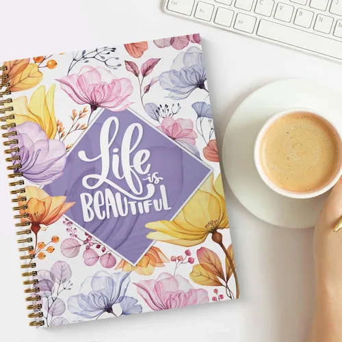 Miniatura 5 de Life is Beautiful - Cuaderno floral en espiral, diario de 8.5 x 11 pulgadas, 120 páginas con rayas universitarias, tapa blanda laminada brillante
