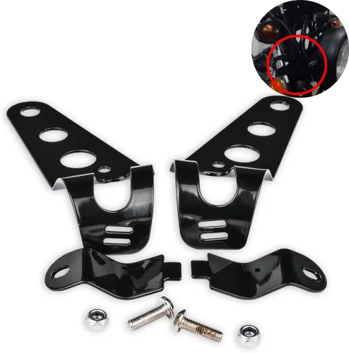 KATUR Soportes universales de montaje para faros delanteros de 1.220 in a 1.535 in, horquilla para oído compatible con Chopper Cafe Racer Negro