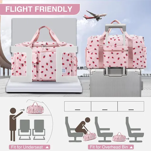 Miniatura 136 de Pequeña bolsa de gimnasio para mujer, bolsa de viaje con compartimento para zapatos