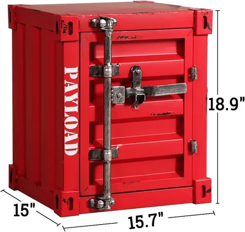 Miniatura 3 de HM&DX Mesa auxiliar industrial con almacenamiento, mesita de noche de metal retro con cerradura, armario de almacenamiento con cerradura de alta