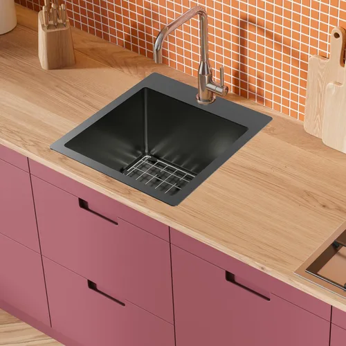 Miniatura 8 de Fregadero de cocina negro, fregadero de barra de acero inoxidable de 15 x 17 pulgadas, fregadero de cocina pequeño, elección ideal para espacios