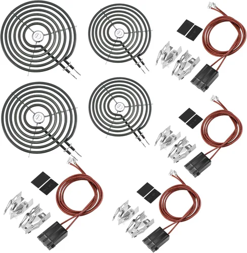 Miniatura 8 de WB30M1 WB30M2 Juego de repuesto de quemadores de estufa eléctrica de 4 paquetes, incluye 2 WB30M1 (6") y 2 WB30M2 (8") - De MIFLUS, compatible