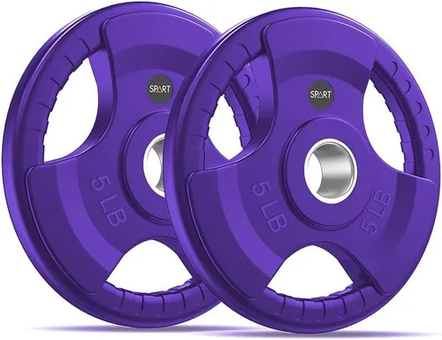 Miniatura 7 de SPART Placas de Peso Olímpico de 2 Pulgadas con Recubrimiento de Goma de Color en Pares o Individual para Entrenamiento de Fuerza, Levantamiento
