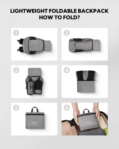 Miniatura 5 de WATERFLY Mochila pequeña y ligera y plegable: 15L Mini mochila de senderismo plegable - Mochila de día compacta ultraligera para mujeres y hombres