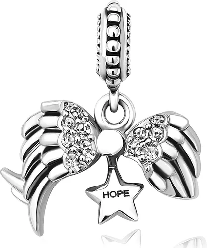 Miniatura 2 de NARTGO Ala de ángel con dije de estrella de esperanza y apertura compatible con pulseras Pandora