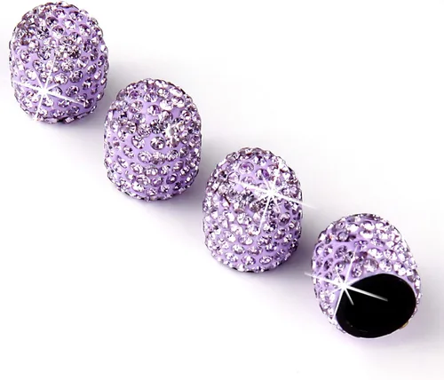 Miniatura 8 de Tapas de vástago de válvula de neumático Bling para automóvil, 4 piezas universales brillantes para válvulas de aire de neumáticos, tapas de Con