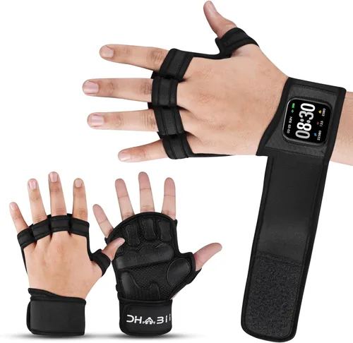 Miniatura 8 de Guantes de levantamiento de pesas compatibles con relojes inteligentes, guantes de entrenamiento ventilados con muñequeras para hombres y mujeres