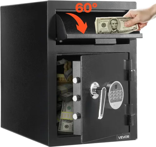Miniatura 12 de VEVOR Caja Fuerte de Depósito de 0.6 Pies Cúbicos, Caja Fuerte de Ranura de Depósito con Contraseña y Perilla Giratoria, Caja de Depósito