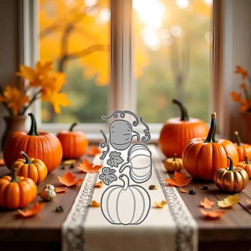 Miniatura 6 de Troqueles de corte de marco de calabaza para hacer tarjetas, borde de encaje, plantillas de corte de calabaza para álbumes de recortes, álbum
