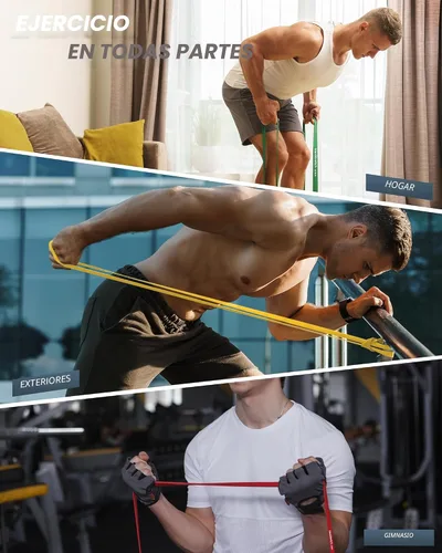 Miniatura 6 de Bandas de resistencia para entrenamiento, juego de bandas elásticas de asistencia de 5 niveles para hombres y mujeres, bandas de ejercicio