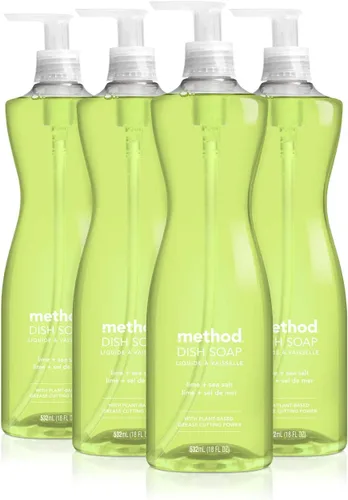 Miniatura 8 de Method Jabón de gel para platos, aroma a clementina, resistente a la grasa y alimentos pegados, fórmula libre de crueldad, fabricado con plástico