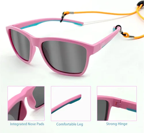 Miniatura 32 de XII WY - Lentes de sol polarizados con protección UV y goma flexible para niños y niñas