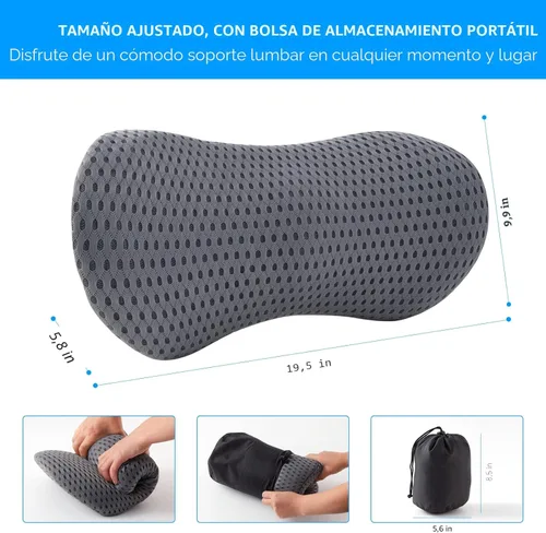 Miniatura 7 de Almohada lumbar, almohada de apoyo lumbar de espuma viscoelástica para silla de oficina y asiento de automóvil, almohada de apoyo para aliviar