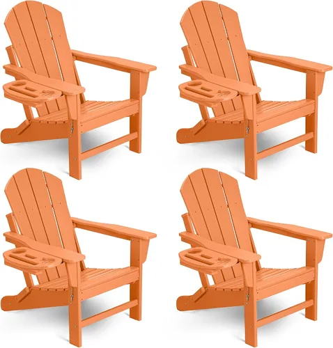 Miniatura 78 de NAVINE Juego de 2 sillas Adirondack plegables de polietileno de alta densidad con portavasos multifuncional, resistente a la intemperie, para Blanco