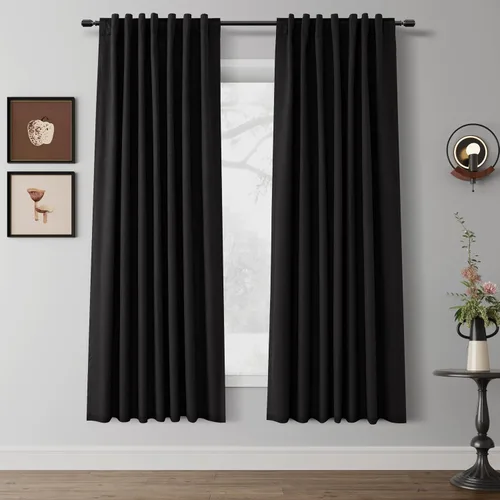 Miniatura 19 de Hokibero Cortinas de lino 100% opacas de 102 pulgadas de largo, juego de 2 paneles para oscurecer la habitación, lino térmico texturizado