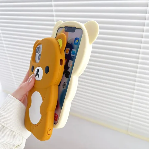 Miniatura 3 de Funda ultra gruesa de silicona suave para Apple iPhone 7 8 6 6S Plus 5.5 color marrón peluche animal 3D dibujos animados japonés lindo adorable