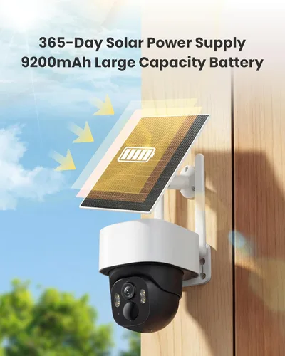 Miniatura 3 de Cámara de seguridad solar celular 4G LTE inalámbrica al aire libre, sin cámaras WiFi alimentadas por energía solar, vista en vivo de 360°