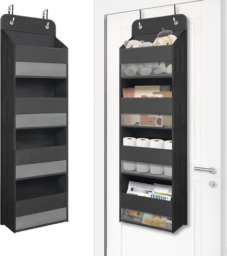 Miniatura 10 de Giraffe Creation Organizador para colgar sobre puerta con 4 bolsillos de gran capacidad, organizador de almacenamiento para colgar para armario