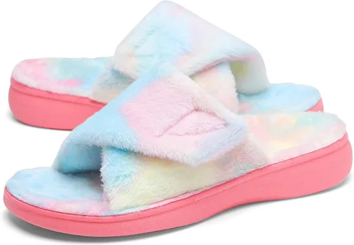 Miniatura 13 de SOLLBEAM - Pantuflas ortopédicas para mujer con soporte de arco para fascitis plantar, ajustables, con copa para el talón, acogedoras, para damas