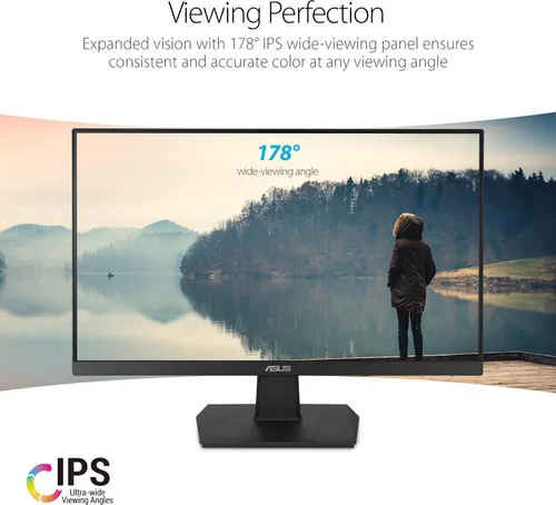 Miniatura 3 de ASUS Monitor de escritorio de 24 pulgadas, 75 Hz, Full HD (1920 x 1080), IPS, sin marco, sincronización adaptativa, cuidado de los ojos, HDMI, D-Sub