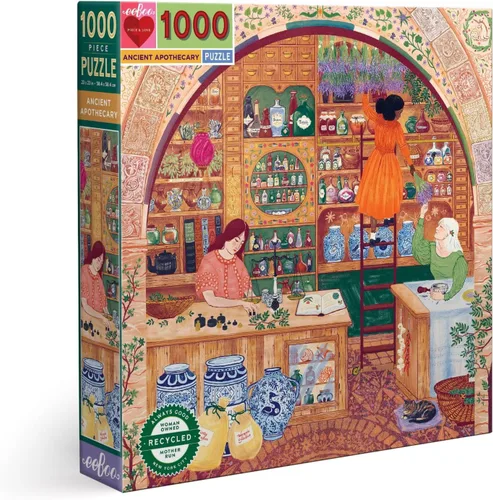 eeBoo Rompecabezas de 1000 piezas, rompecabezas de boticario antiguo para adultos, cuadrado de 23 x 23 pulgadas, fabricado con tablero reciclado y