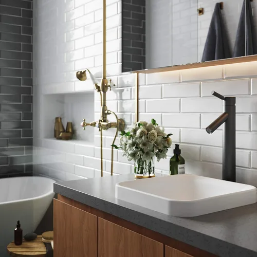 Miniatura 2 de Kraus KSR-9MW Natura - Lavabo para baño, color blanco mate