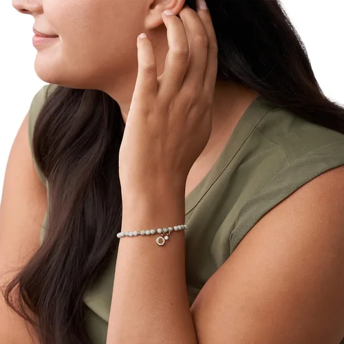 Miniatura 4 de Fossil Pulsera de cuentas de acero inoxidable en tono oro rosa para mujer