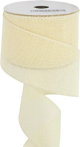 HUIHUANG Cinta de arpillera color beige con alambre sólido con borde con alambre de 2.5 pulgadas para coronas de Navidad, lazos grandes,