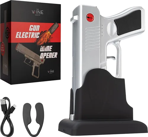 Miniatura 2 de Abridor de vino con pistola eléctrica, sacacorchos, batería recargable, extractor de corcho electrónico de vinos abiertos, regalos únicos de Plateado