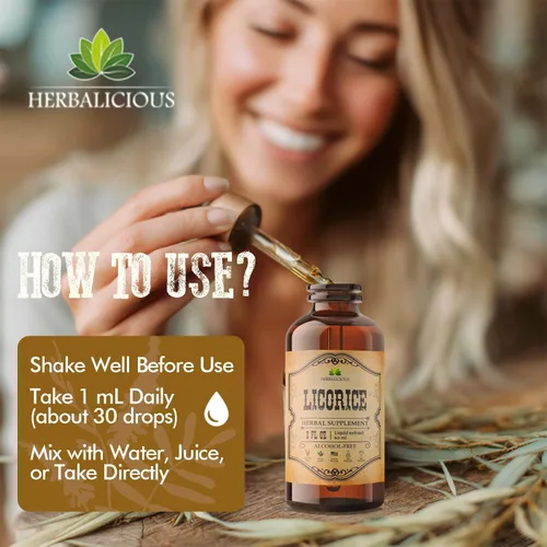 Miniatura 2 de HERBALICIOUS Extracto de raíz de regaliz (Glycyrrhiza glabra) - Extracto de hierbas líquido orgánico, 2 onzas líquidas, vegano, sin OMG, sin gluten