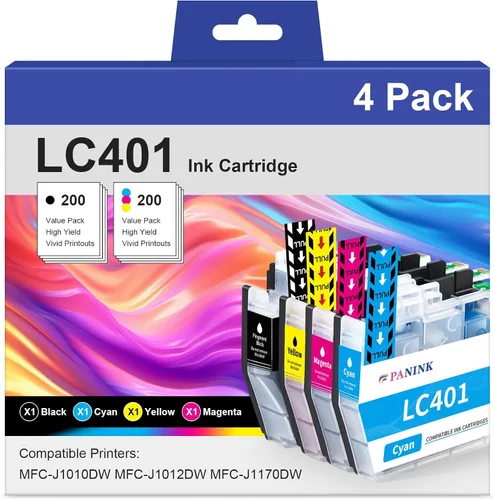 Cartuchos de tinta compatibles LC401 de repuesto para Brother LC401 LC 401 LC401XL LC401 XL LC401 XL para impresora Brother MFC-J1010DW MFC-J1012DW