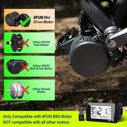 Miniatura 3 de Pantalla LCD Ebike hembra de 5 pines C961 para Bafang BBS01B BBS02B BBSHD Mid Drive Motor, computadora de pantalla Ebike con protocolo UART 0-9