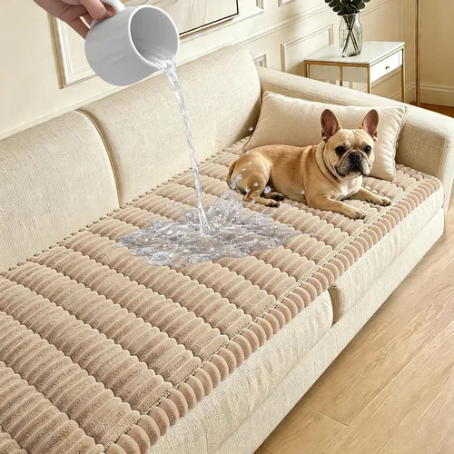 Miniatura 14 de Funda para sofá para perros lavable, fundas para sofá de 3 cojines no deslizantes, duraderas y peludas, funda para sofá apta para mascotas