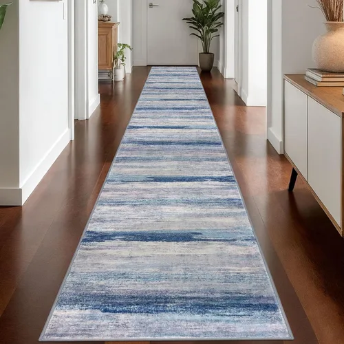 Miniatura 44 de KOZYFLY – Alfombra de pasillo moderna y lavable de diseño abstracto verde, 2 x 5 pies, antideslizante, suave y de pelo corto, ideal para cocina