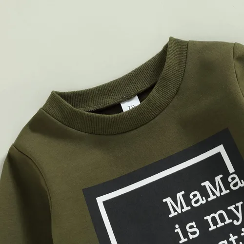 Miniatura 150 de Conjunto de 2 piezas de sudadera de manga larga con cuello redondo y pantalones casuales para bebés y niños pequeños