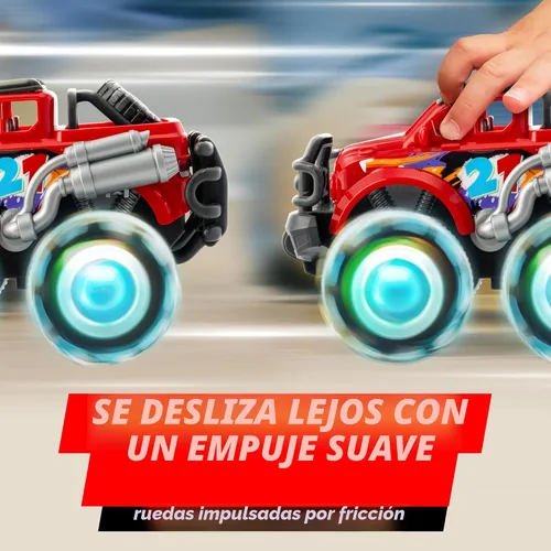 Miniatura 3 de Vroomix Paquete de 3 Camiones Monstruo de Juguete - Camión de Juguete con Ruedas LED Intermitentes - Autos que se Iluminan para Niños Pequeños