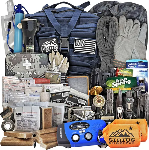 Miniatura 13 de Sirius: Bolsa de Emergencia Precargada - Kit de 72 Horas para 2 Personas - Kit de Supervivencia en Mochila de Emergencia - Mochila Táctica Premium