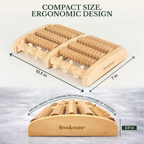 Miniatura 4 de Brookstone Masajeador de pies para neuropatía y alivio de la fascitis plantar, masajeador de rodillo de madera para pies, alivio del dolor