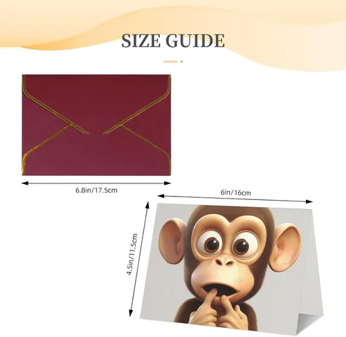 Miniatura 6 de The Silent Monkey - Tarjetas de felicitación impresas, tarjetas en blanco de 4.5 x 6 pulgadas con sobres para todas las ocasiones, cumpleaños, Rojo